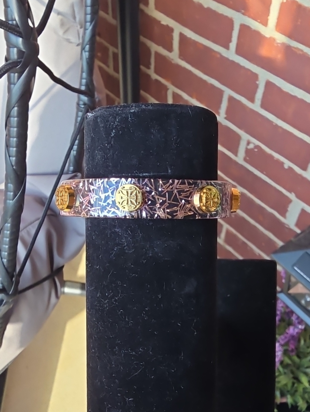 Gold-Accented Purple Resin Bangle Bracelet
